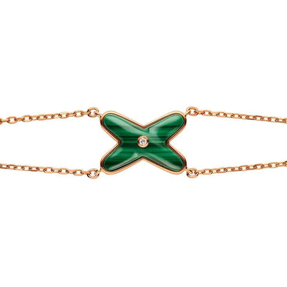 [：Polaidi Jewelry]JEUX ブレスレット マラカイト ピンクゴールド 1ダイヤモンド