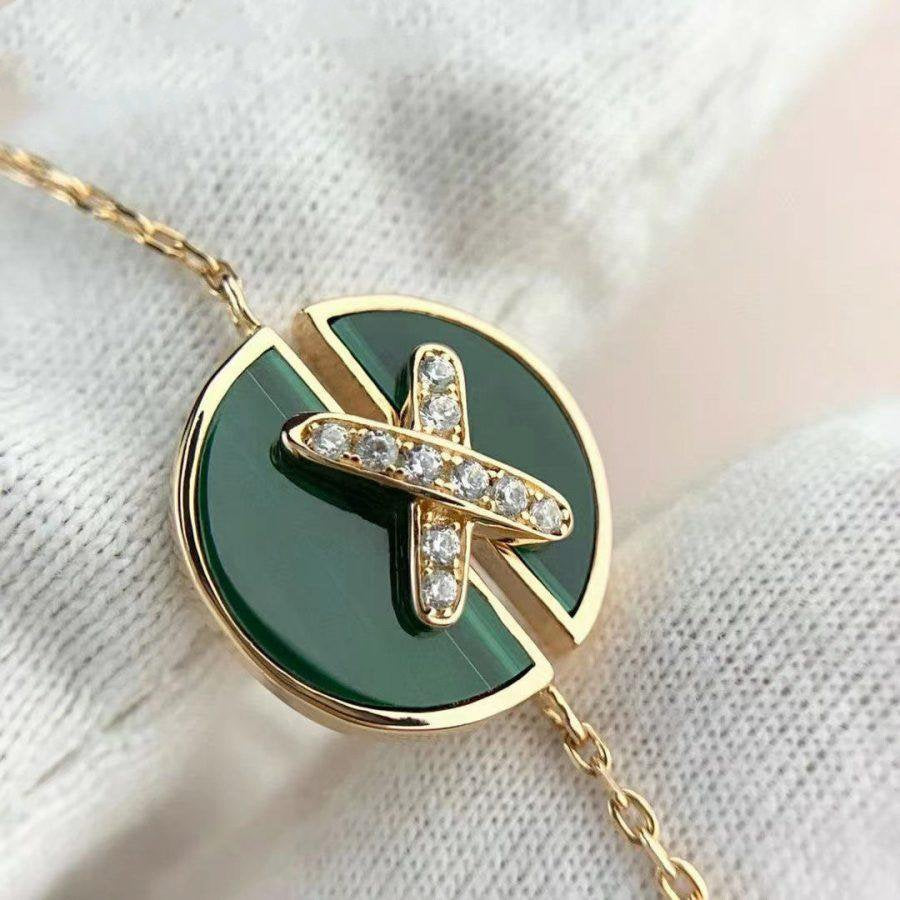[：Polaidi Jewelry]マラカイト ブレスレット ピンクゴールド ダイヤモンド