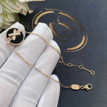 [：Polaidi Jewelry]オニキスとピンクゴールドのダイヤモンドブレスレットセット