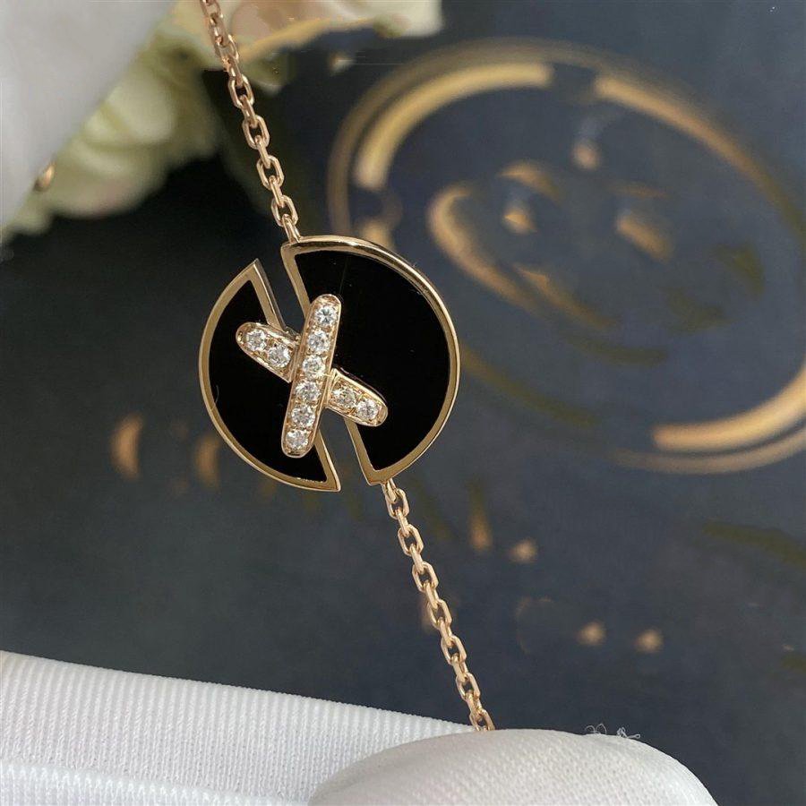 [：Polaidi Jewelry]オニキスとピンクゴールドのダイヤモンドブレスレットセット