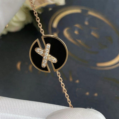 [：Polaidi Jewelry]オニキスとピンクゴールドのダイヤモンドブレスレットセット