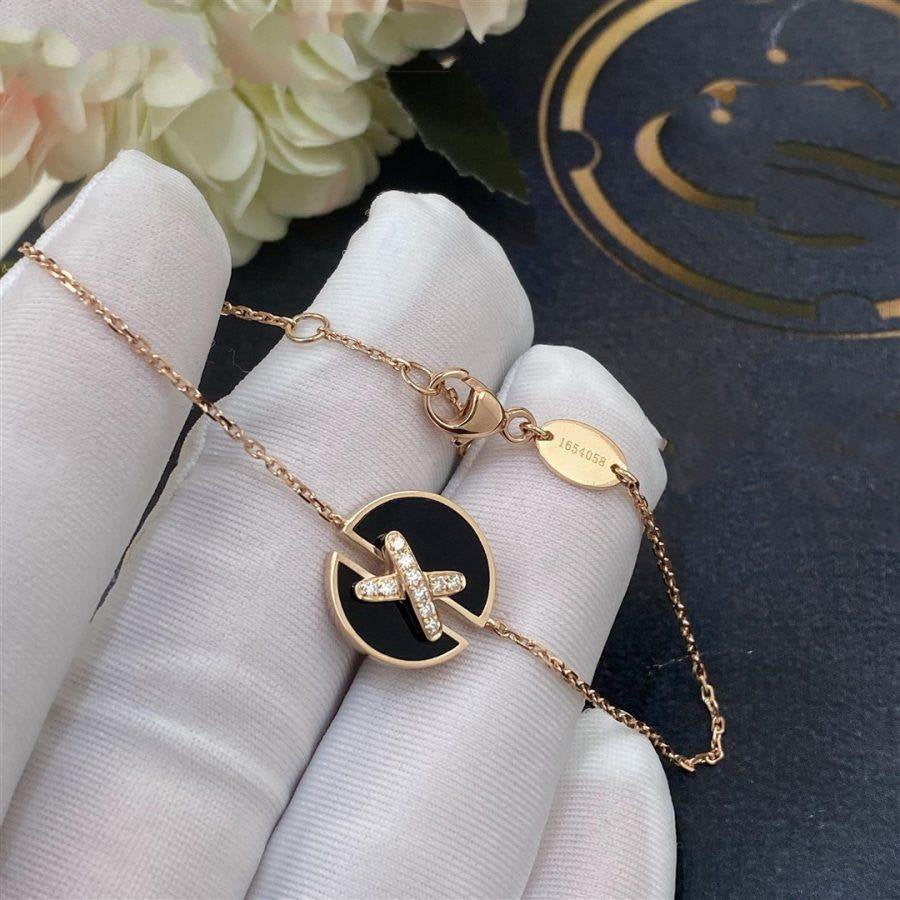 [：Polaidi Jewelry]オニキスとピンクゴールドのダイヤモンドブレスレットセット