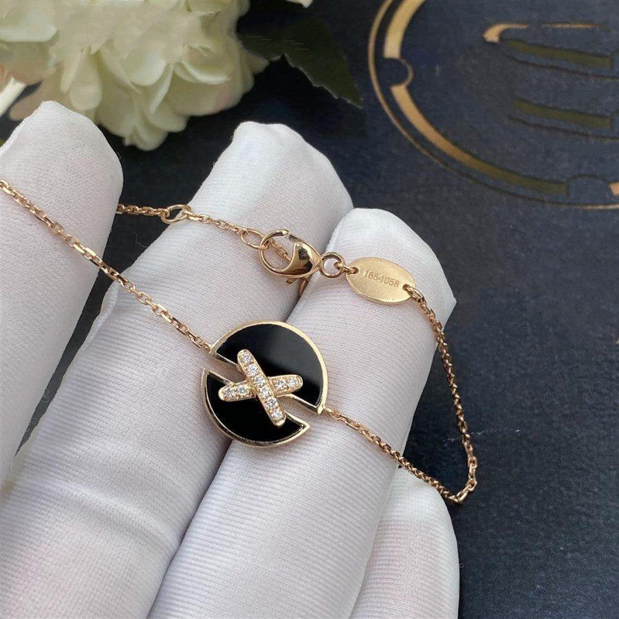 [：Polaidi Jewelry]オニキスとピンクゴールドのダイヤモンドブレスレットセット