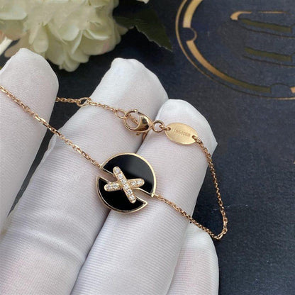[：Polaidi Jewelry]オニキスとピンクゴールドのダイヤモンドブレスレットセット