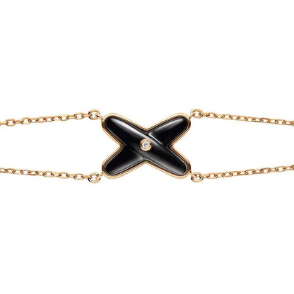 [：Polaidi Jewelry]JEUX ブレスレット オニキス ピンクゴールド 1ダイヤモンド