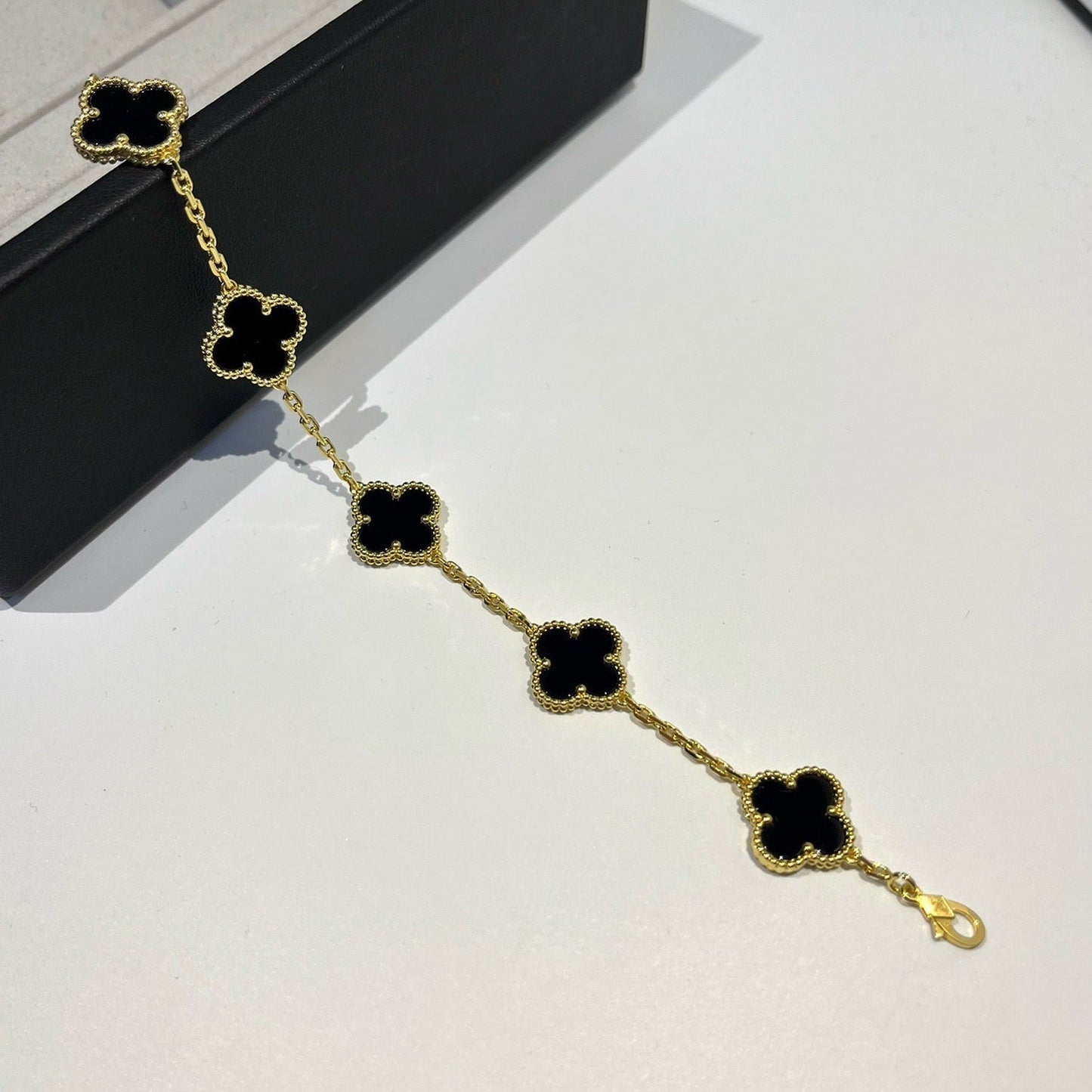 [：Polaidi Jewelry]CLOVER  5 MOTIFS BLACK ONYX BRACELET
