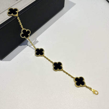 [：Polaidi Jewelry]CLOVER  5 MOTIFS BLACK ONYX BRACELET