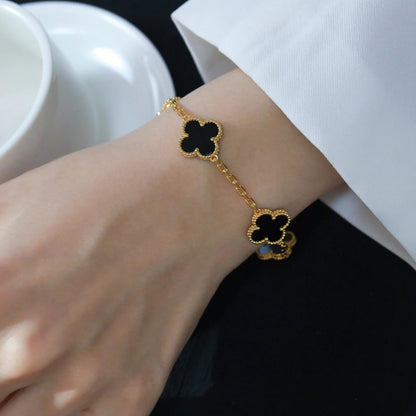 [：Polaidi Jewelry]CLOVER  5 MOTIFS BLACK ONYX BRACELET