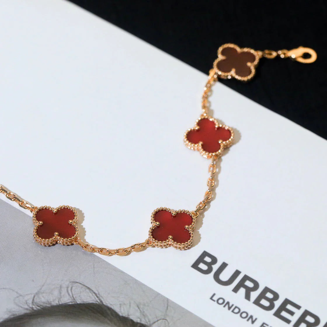 [Polaidi Jewelry] CLOVER 5 MOTIF RED CARNELIAN BRACELET COLLECTION