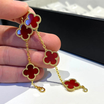 [Polaidi Jewelry] CLOVER 5 MOTIF RED CARNELIAN BRACELET COLLECTION