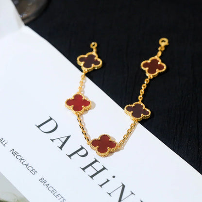 [Polaidi Jewelry] CLOVER 5 MOTIF RED CARNELIAN BRACELET COLLECTION