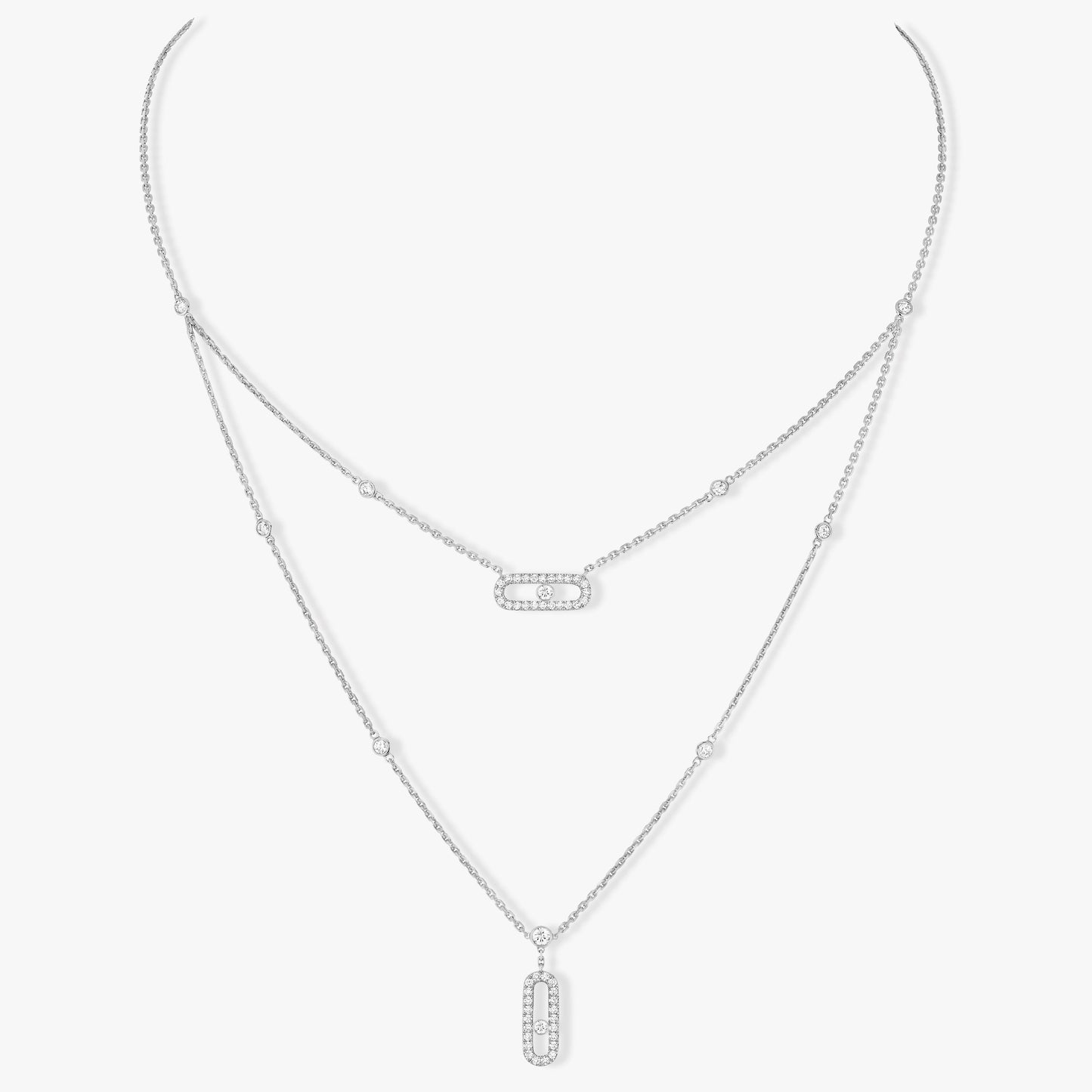 [Polaidi Jewelry]MOVE 2 ROW DIAMOND NECKLACE
