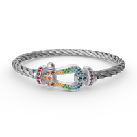 [Polaidi Jewelry ]FORC LARGE HORSESHOE  COLORED DIAMOND BRACELET SILVER