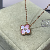 [Polaidi Jewelry ]CLOVER 15MM DIAMOND PINK MOP NECKLACE