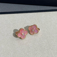 [Polaidi Jewelry ]CLOVER MEDIUM 1 DIAMOND PINK EARRINGS