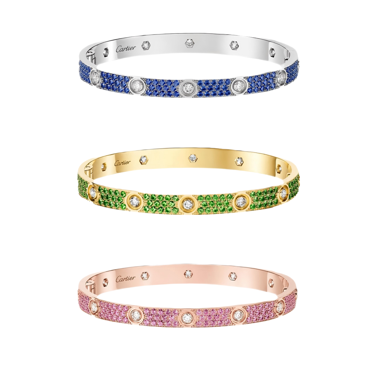 [Polaidi Jewelry]2026 PAVE GEMSTONE LOVE BRACELET 6.1MM 10 DIAMONDS