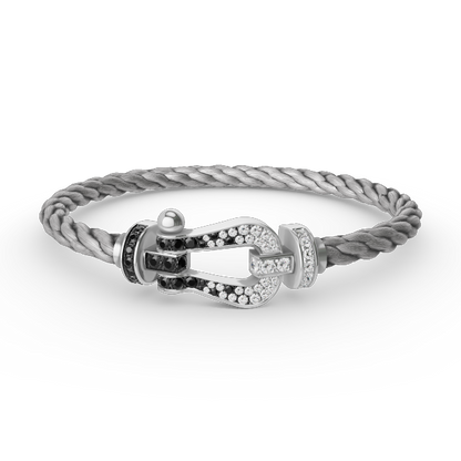 [Polaidi Jewelry]FORCE LARGE HORSESHOE BLACK WHITE DIAMOND BRACELET SILVER