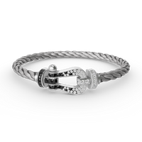 [Polaidi Jewelry ]FORCE LARGE HORSESHOE BLACK WHITE DIAMOND BRACELET SILVER
