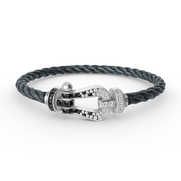 [Polaidi Jewelry]FORCE LARGE HORSESHOE BLACK WHITE DIAMOND BRACELET SILVER