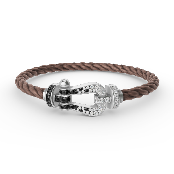 [Polaidi Jewelry]FORCE LARGE HORSESHOE BLACK WHITE DIAMOND BRACELET SILVER