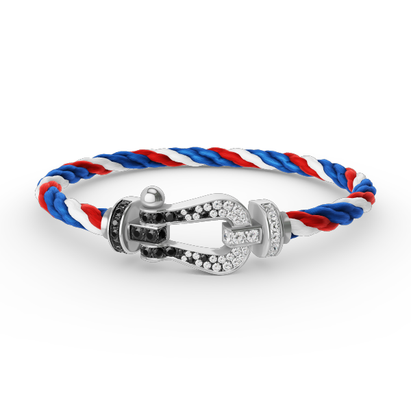 [：Polaidi Jewelry]FORCE LARGE HORSESHOE BLACK WHITE DIAMOND BRACELET SILVER