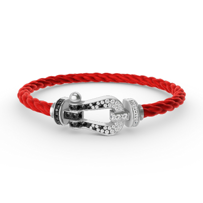 [Polaidi Jewelry]FORCE LARGE HORSESHOE BLACK WHITE DIAMOND BRACELET SILVER