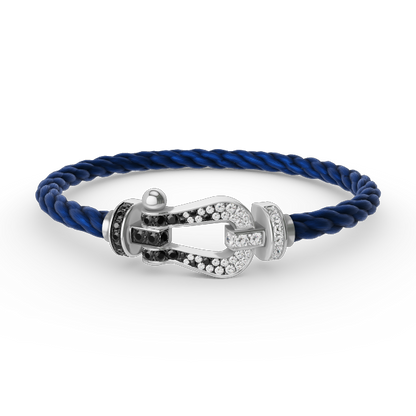 [Polaidi Jewelry]FORCE LARGE HORSESHOE BLACK WHITE DIAMOND BRACELET SILVER