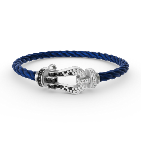 [Polaidi Jewelry]FORCE LARGE HORSESHOE BLACK WHITE DIAMOND BRACELET SILVER