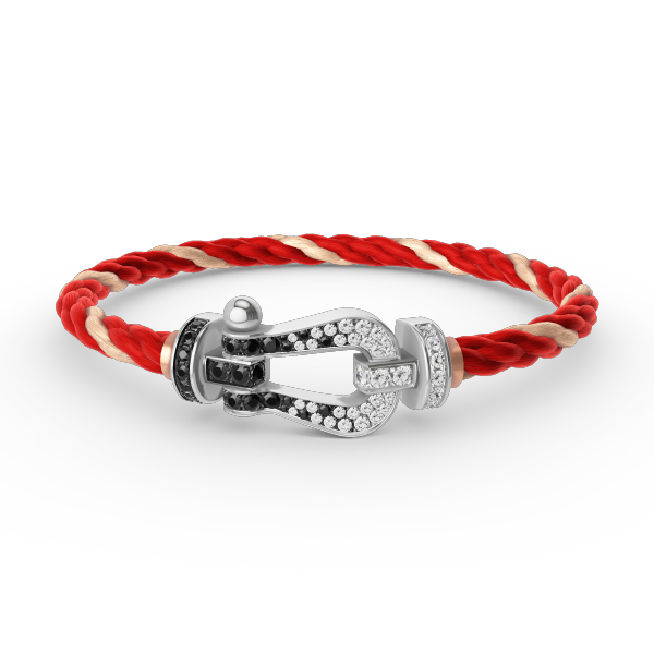 [Polaidi Jewelry]FORCE LARGE HORSESHOE BLACK WHITE DIAMOND BRACELET SILVER