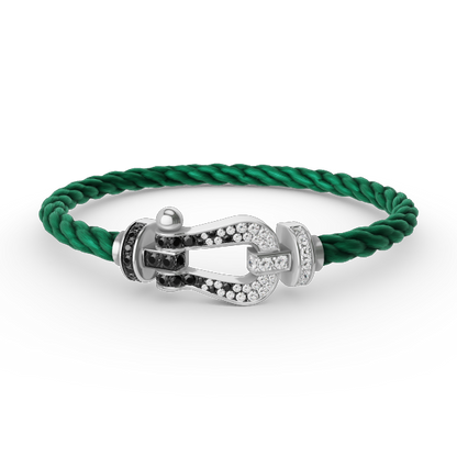 [Polaidi Jewelry]FORCE LARGE HORSESHOE BLACK WHITE DIAMOND BRACELET SILVER