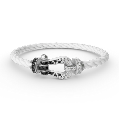 [Polaidi Jewelry]FORCE LARGE HORSESHOE BLACK WHITE DIAMOND BRACELET SILVER