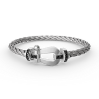[Polaidi Jewelry ]FORCE LARGE HORSESHOE BLACK DIAMOND BRACELET SILVER