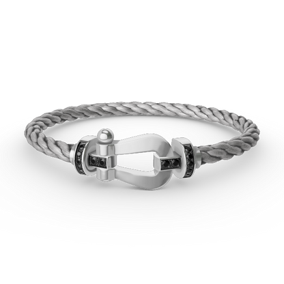[：ポライディジュエリー]フォース ラージ ホースシュー ブラック ダイヤモンド ブレスレット シルバー