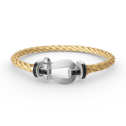 [Polaidi Jewelry]FORCE LARGE HORSESHOE BLACK DIAMOND BRACELET SILVER