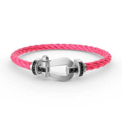 [Polaidi Jewelry]FORCE LARGE HORSESHOE BLACK DIAMOND BRACELET SILVER