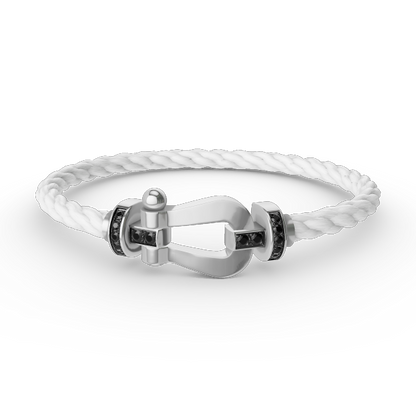 [Polaidi Jewelry]FORCE LARGE HORSESHOE BLACK DIAMOND BRACELET SILVER