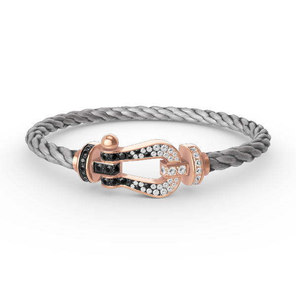[Polaidi Jewelry]FORCE LARGE HORSESHOE BLACK WHITE DIAMOND BRACELET ROSE GOLD