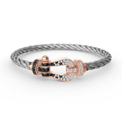 [Polaidi Jewelry]FORCE LARGE HORSESHOE BLACK WHITE DIAMOND BRACELET ROSE GOLD