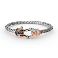 [Polaidi Jewelry ]FORCE LARGE HORSESHOE BLACK WHITE DIAMOND BRACELET ROSE GOLD