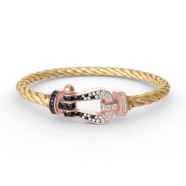 [Polaidi Jewelry]FORCE LARGE HORSESHOE BLACK WHITE DIAMOND BRACELET ROSE GOLD