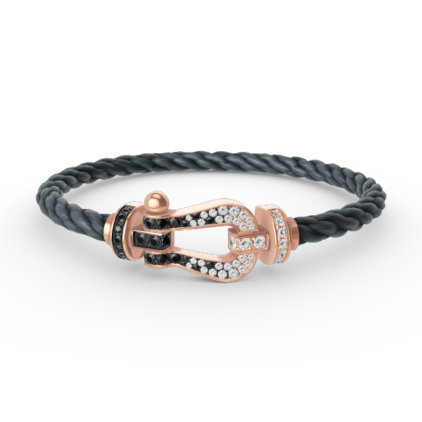 [Polaidi Jewelry]FORCE LARGE HORSESHOE BLACK WHITE DIAMOND BRACELET ROSE GOLD