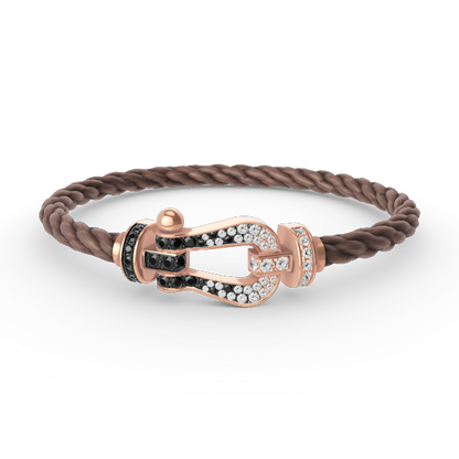 [Polaidi Jewelry]FORCE LARGE HORSESHOE BLACK WHITE DIAMOND BRACELET ROSE GOLD
