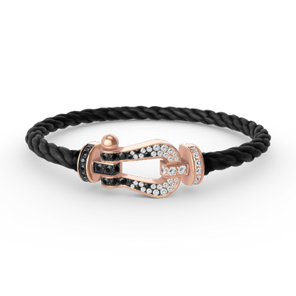 [Polaidi Jewelry]FORCE LARGE HORSESHOE BLACK WHITE DIAMOND BRACELET ROSE GOLD