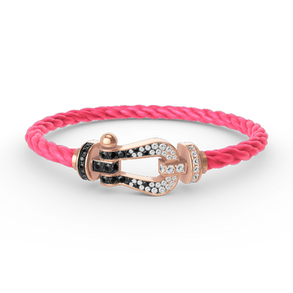 [Polaidi Jewelry]FORCE LARGE HORSESHOE BLACK WHITE DIAMOND BRACELET ROSE GOLD