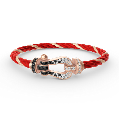 [Polaidi Jewelry]FORCE LARGE HORSESHOE BLACK WHITE DIAMOND BRACELET ROSE GOLD