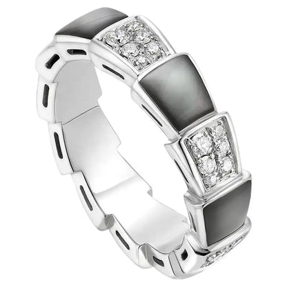 [Polaidi Jewelry]SERPENTI RING SILVER DIAMOND BLACK MOP 4MM