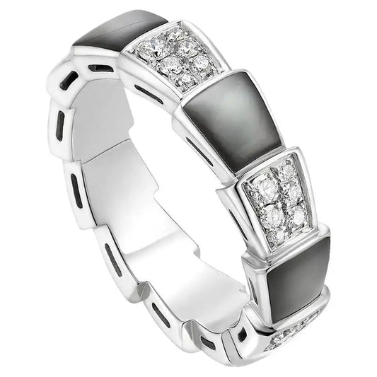[Polaidi Jewelry]SERPENTI RING SILVER DIAMOND BLACK MOP 4MM