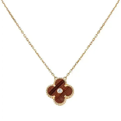 [Polaidi Jewelry]CLOVER 15MM DIAMOND AND YELLOW TIGER'S EYE AGATE necklace
