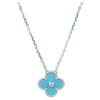[Polaidi Jewelry ]CLOVER 15MM DIAMOND SVRES PORCELAIN  NECKLACE SILVER