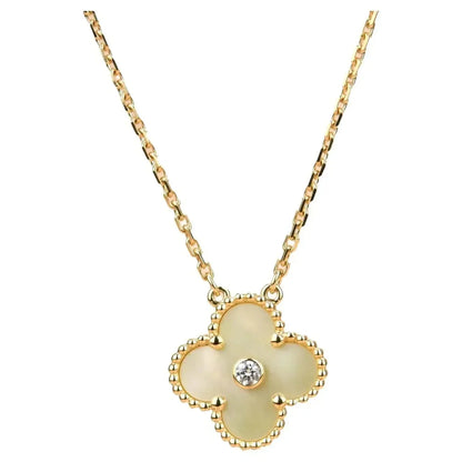 [：Polaidi Jewelry]CLOVER 15MM DIAMOND GOLD MOTHER OF PEARL NECKLACE
